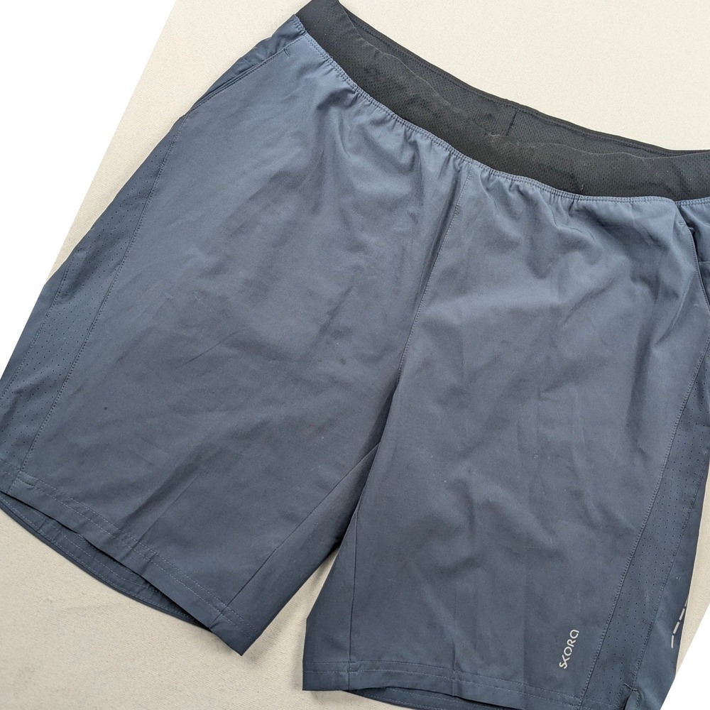 Skora Mens Qwick-Dry Running Shorts Slate Gray Size Large Athletic Gym Workout